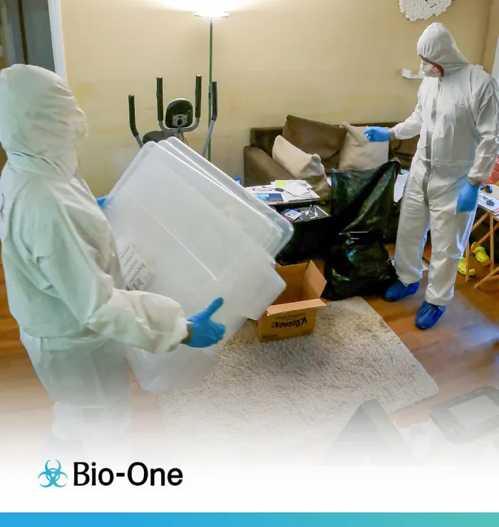 Bio-One technicians on site in PPE